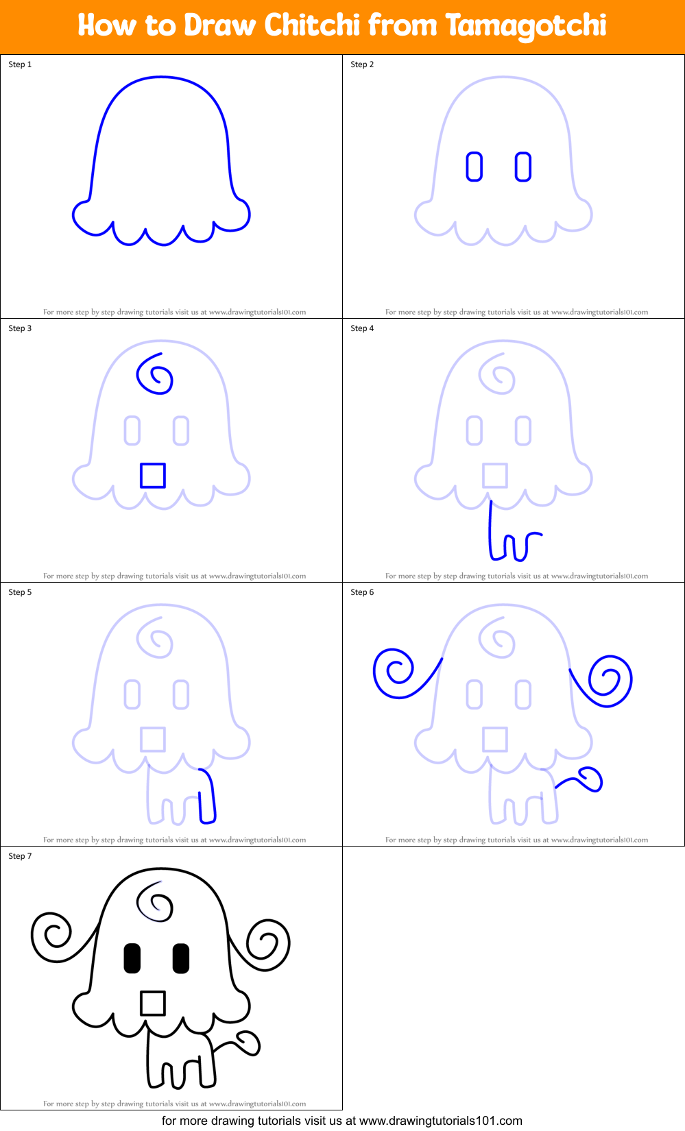 How to Draw Chitchi from Tamagotchi Printable Step by Step