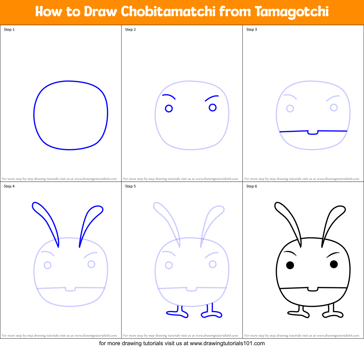 How to Draw Chobitamatchi from Tamagotchi Printable Step by Step