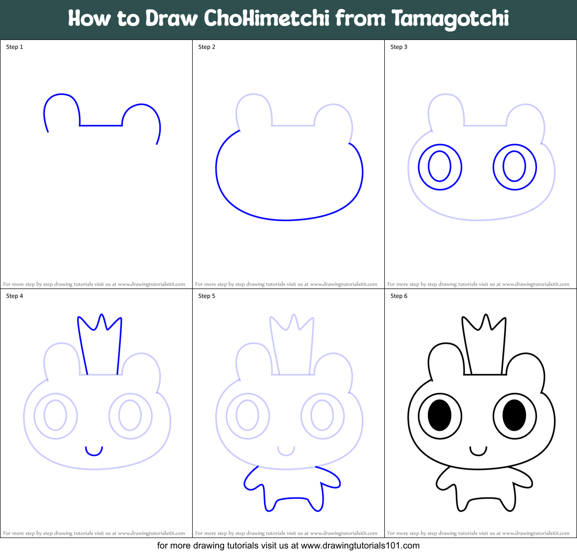 How to Draw ChoHimetchi from Tamagotchi Printable Step by Step