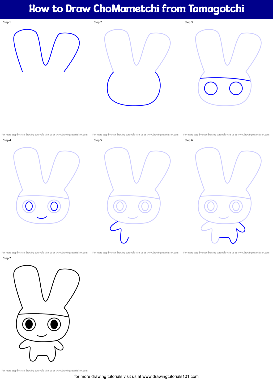 How to Draw ChoMametchi from Tamagotchi Printable Step by Step