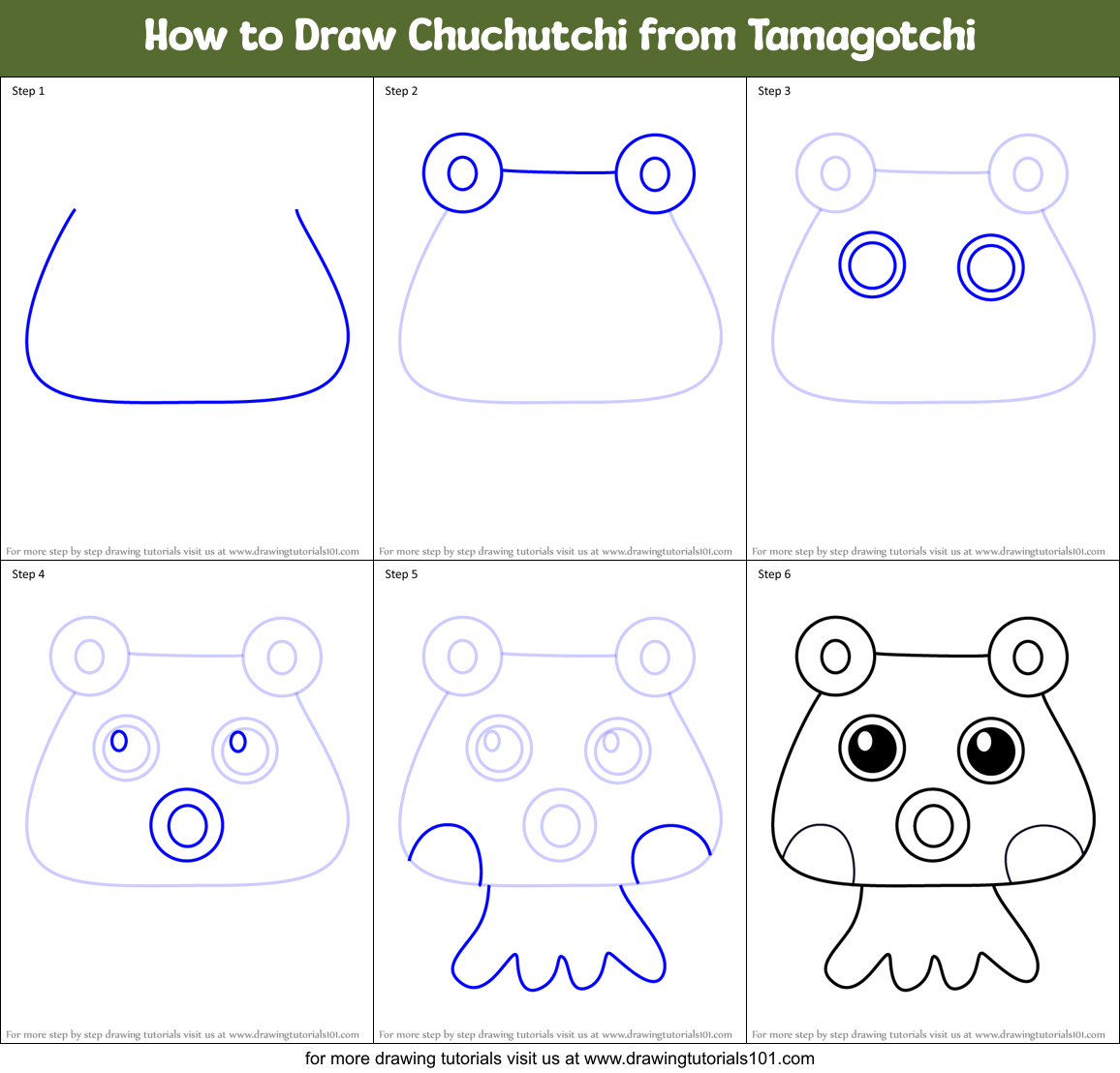 How to Draw Chuchutchi from Tamagotchi Printable Step by Step