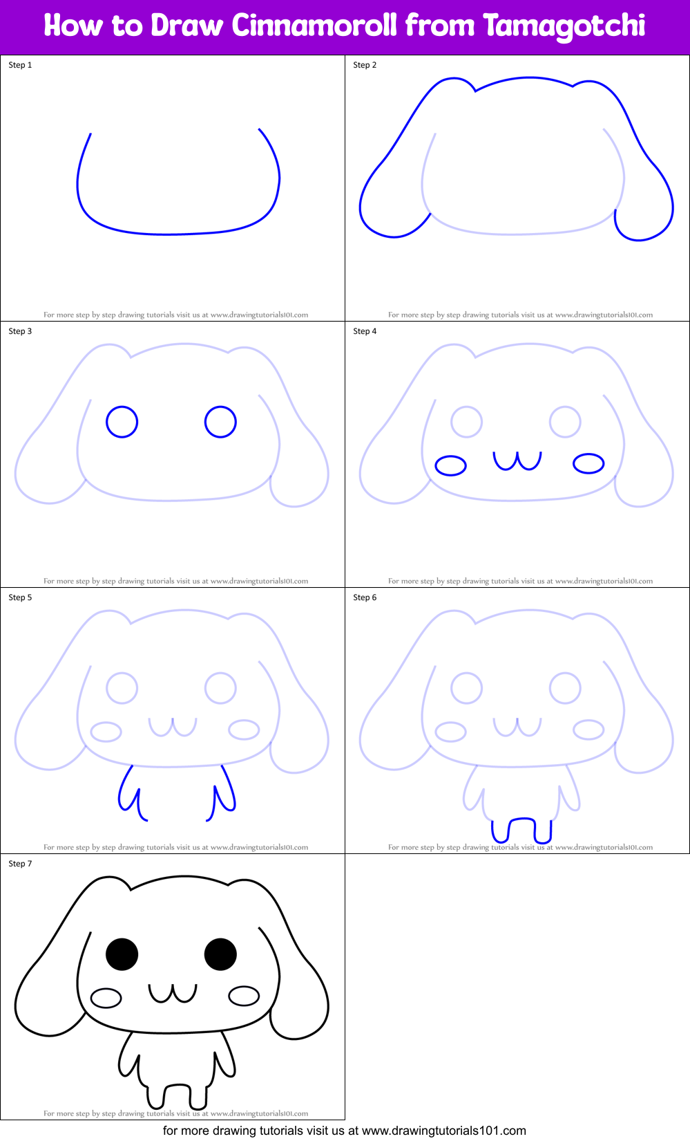 How to Draw Cinnamoroll from Tamagotchi Printable Step by Step