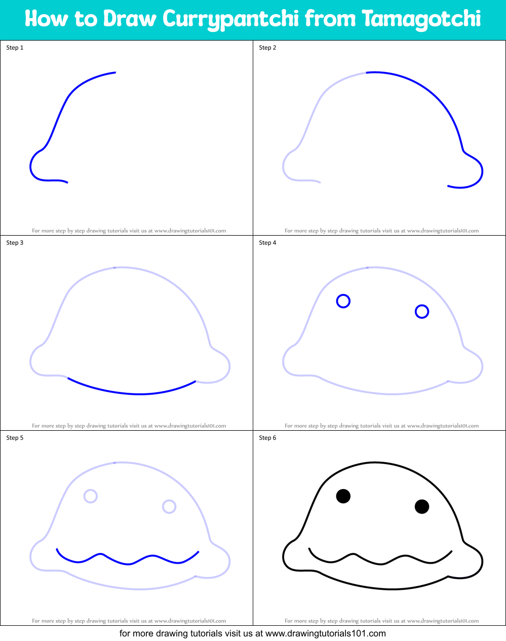 How to Draw Currypantchi from Tamagotchi Printable Step by Step