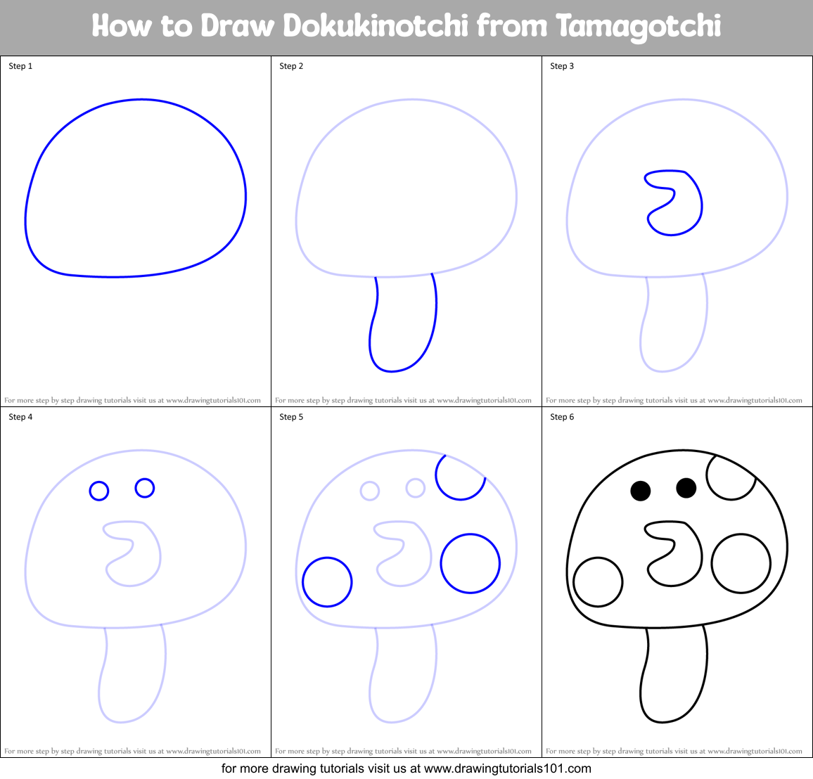 How to Draw Dokukinotchi from Tamagotchi Printable Step by Step