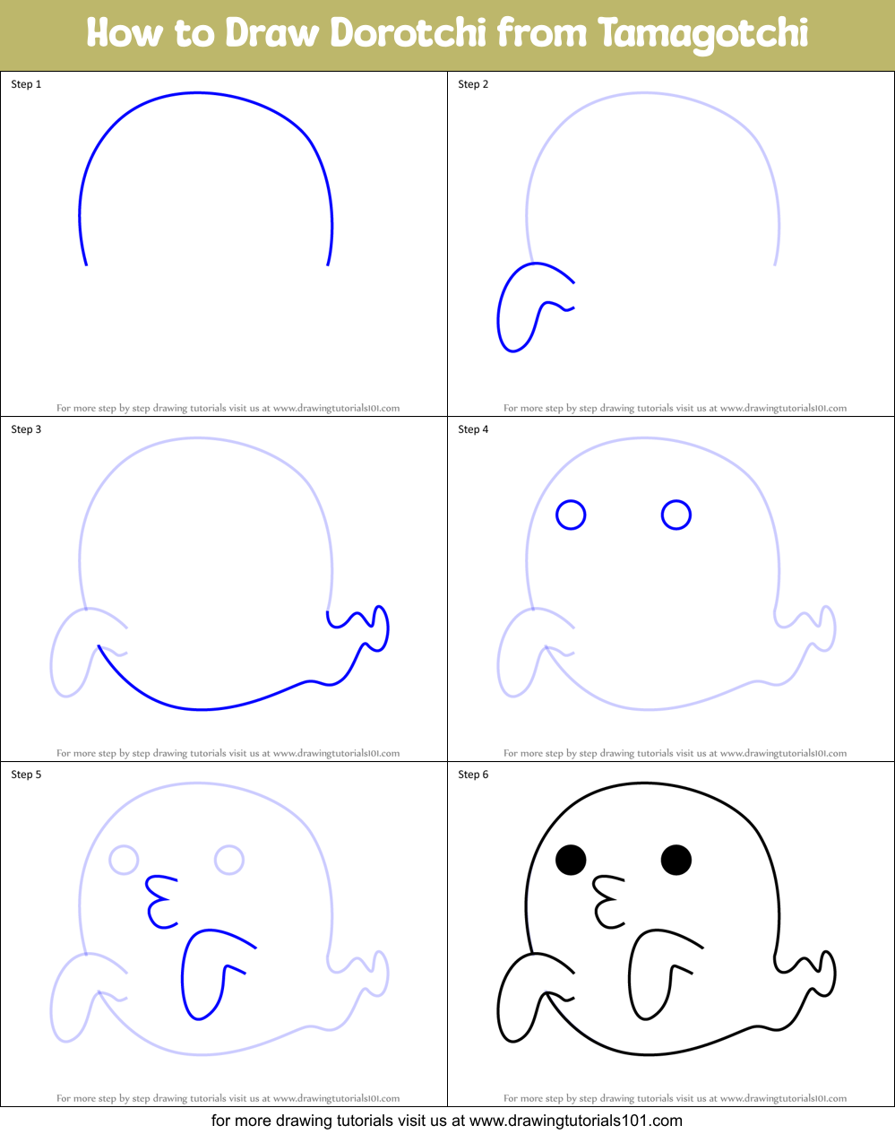 How to Draw Dorotchi from Tamagotchi Printable Step by Step