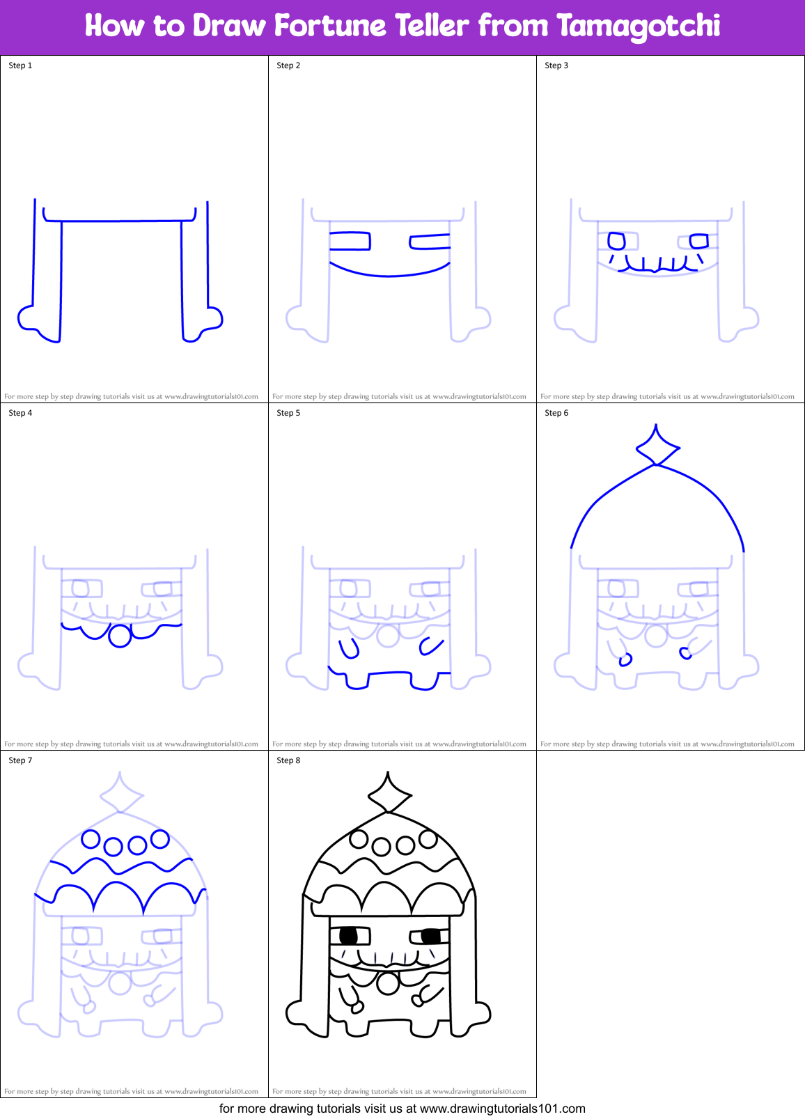 How to Draw Fortune Teller from Tamagotchi Printable Step by Step