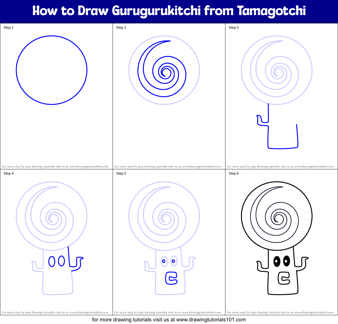 How to Draw Gurugurukitchi from Tamagotchi Printable Step by Step