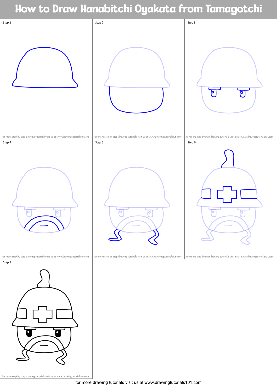 How to Draw Hanabitchi Oyakata from Tamagotchi Printable Step by Step