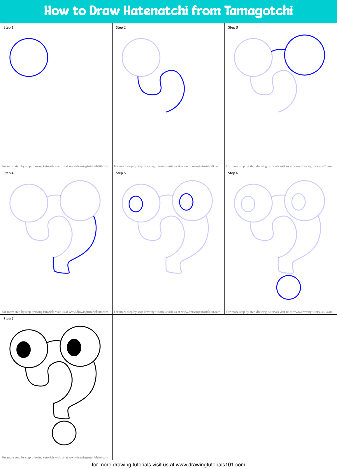 How to Draw Hatenatchi from Tamagotchi Printable Step by Step