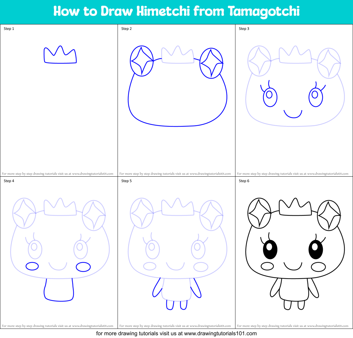 How to Draw Himetchi from Tamagotchi Printable Step by Step