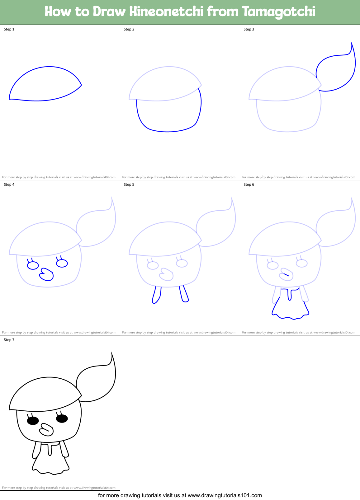 How to Draw Hineonetchi from Tamagotchi Printable Step by Step