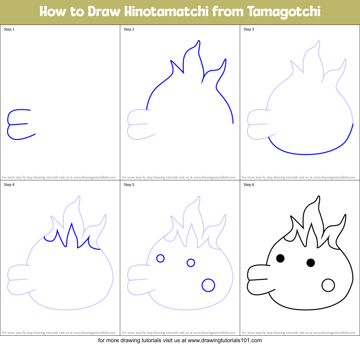 How to Draw Hinotamatchi from Tamagotchi Printable Step by Step