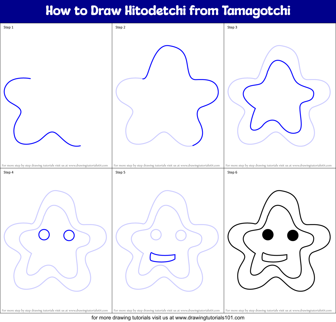 How to Draw Hitodetchi from Tamagotchi Printable Step by Step