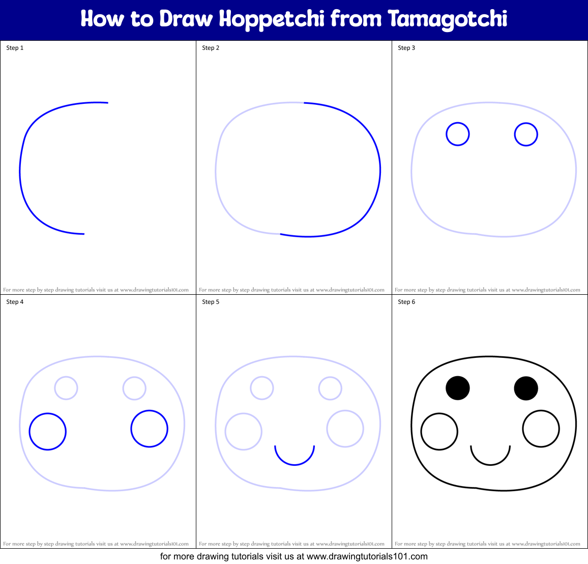 How to Draw Hoppetchi from Tamagotchi Printable Step by Step