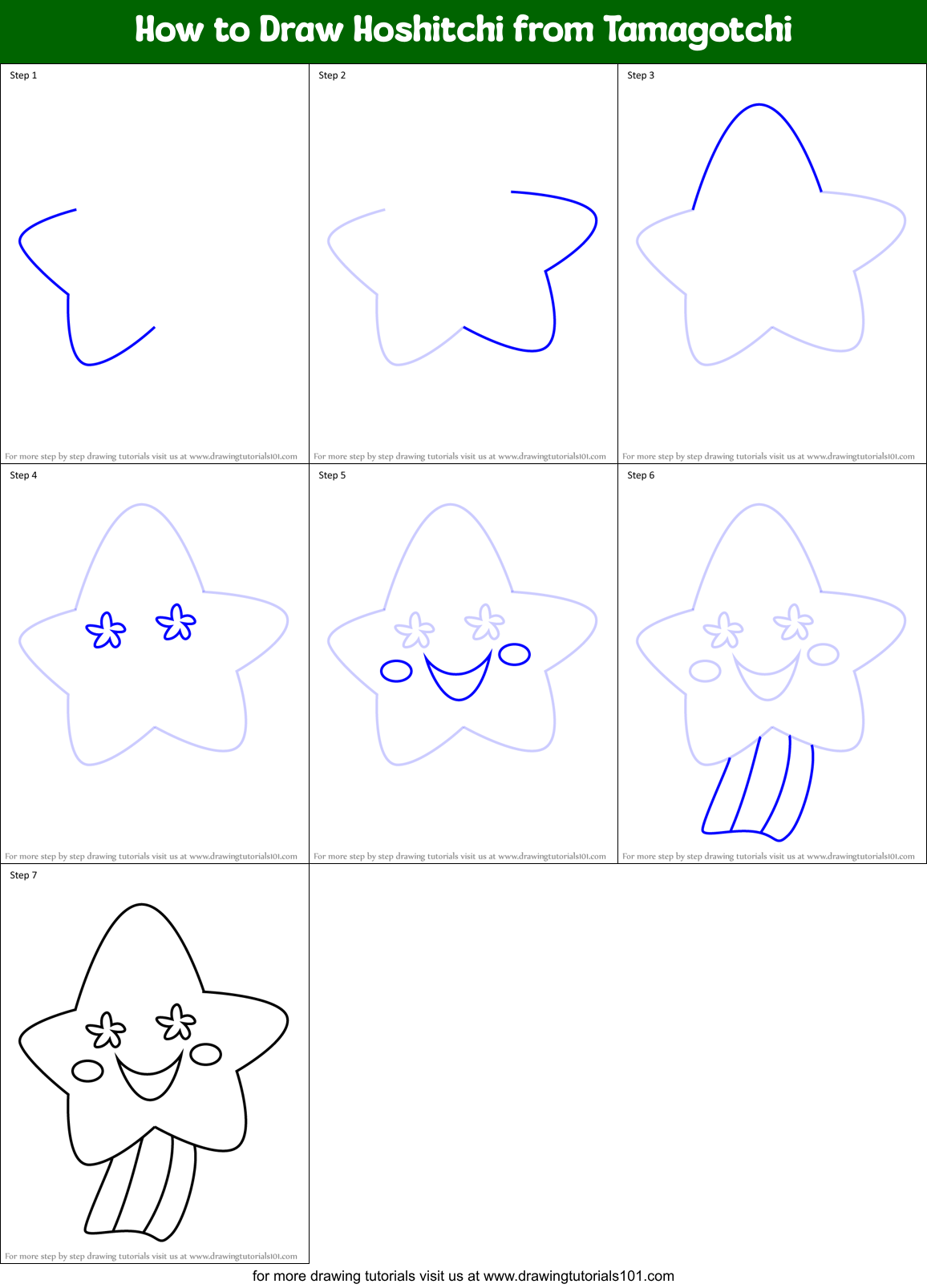 How to Draw Hoshitchi from Tamagotchi Printable Step by Step