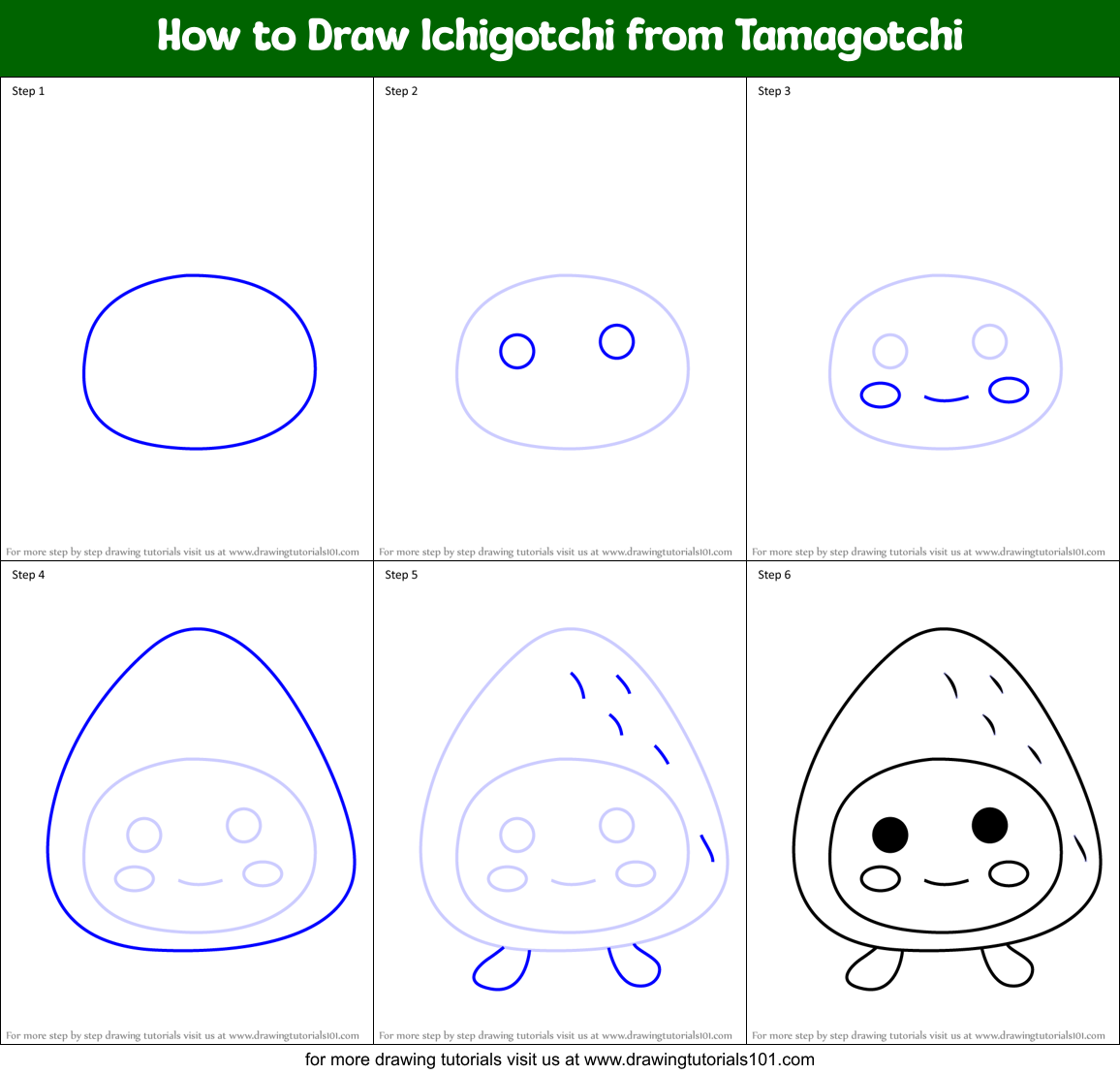 How to Draw Ichigotchi from Tamagotchi Printable Step by Step
