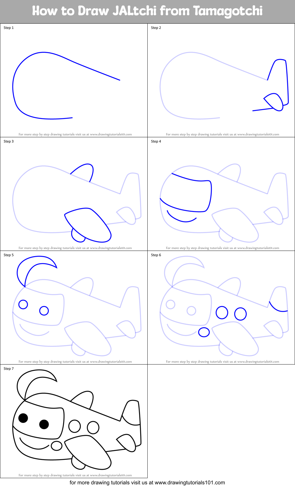 How to Draw JALtchi from Tamagotchi Printable Step by Step
