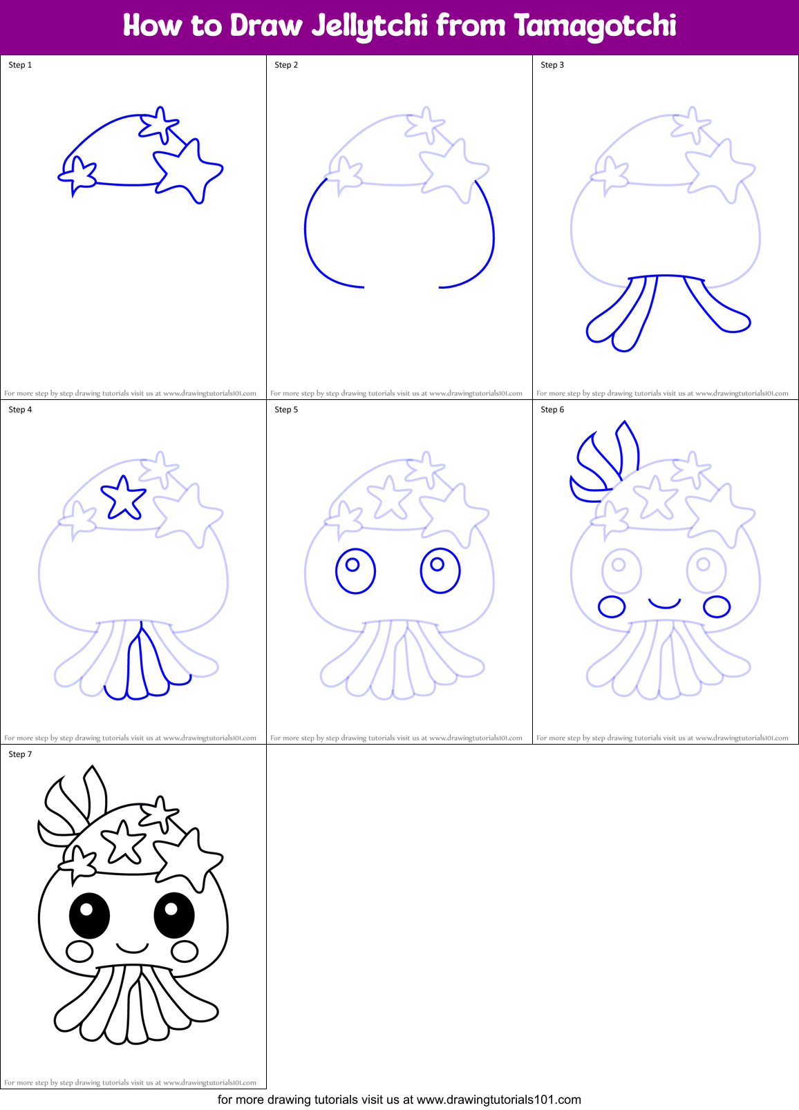 How to Draw Jellytchi from Tamagotchi Printable Step by Step