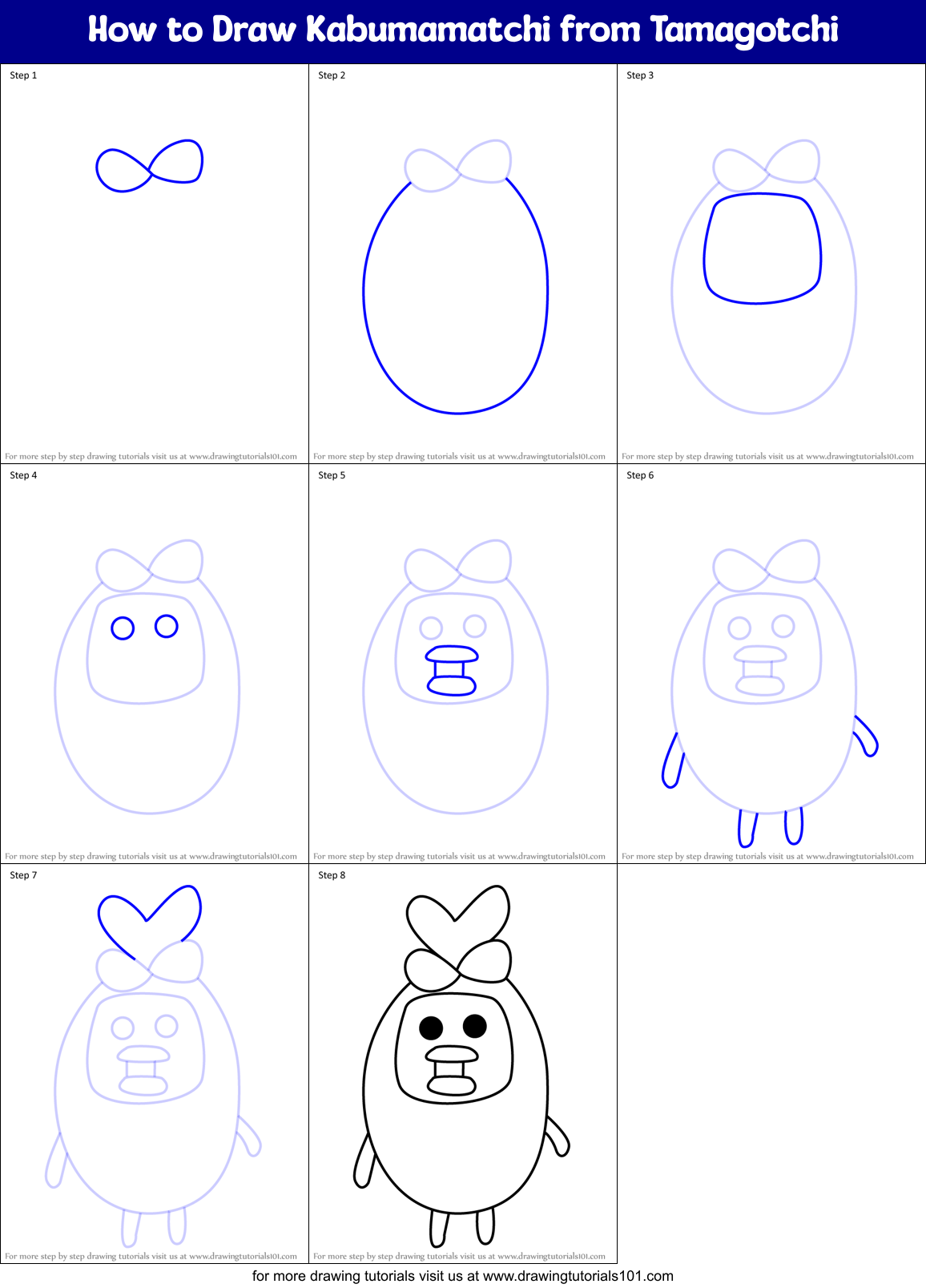How to Draw Kabumamatchi from Tamagotchi Printable Step by Step