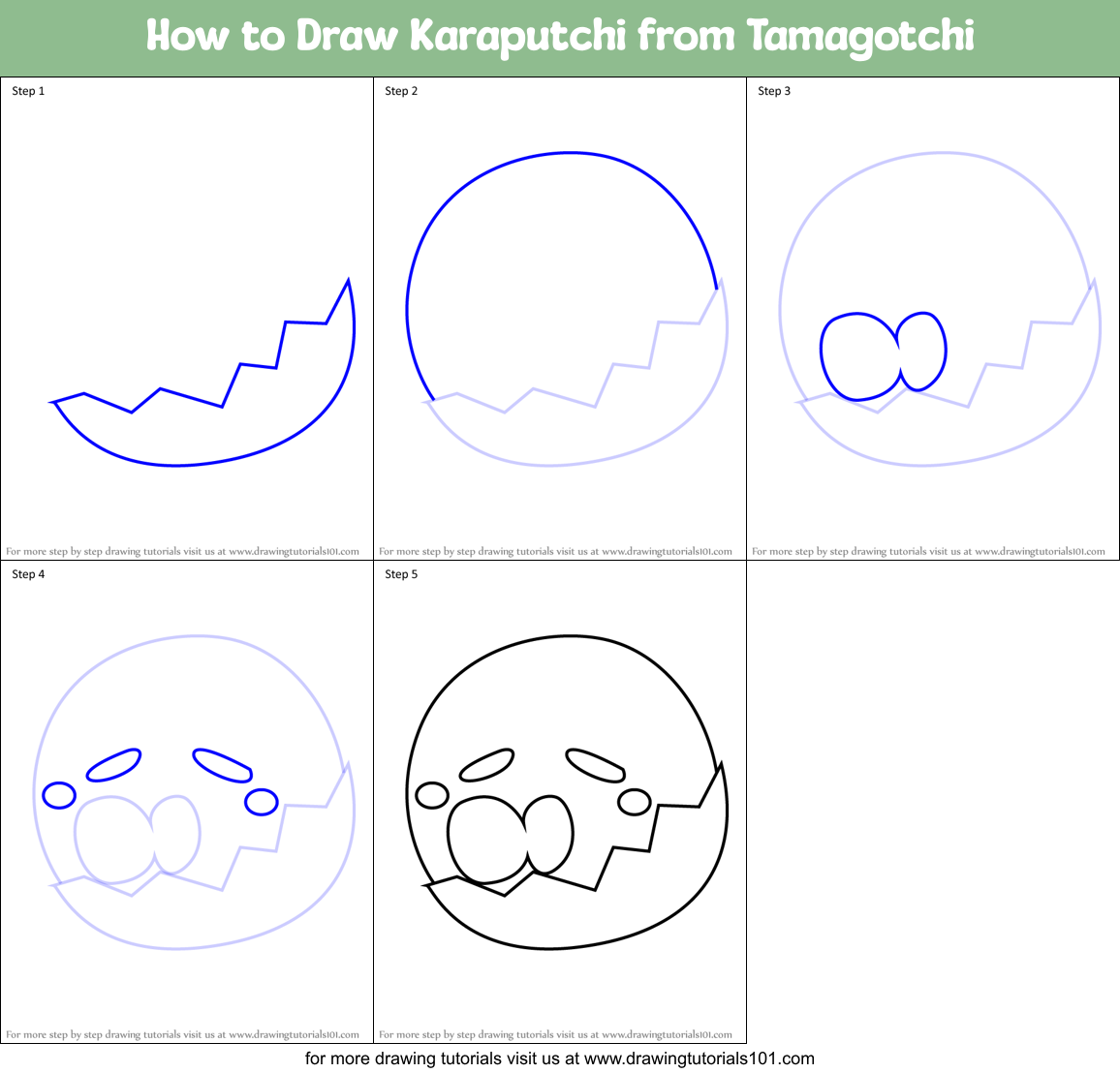 How to Draw Karaputchi from Tamagotchi Printable Step by Step