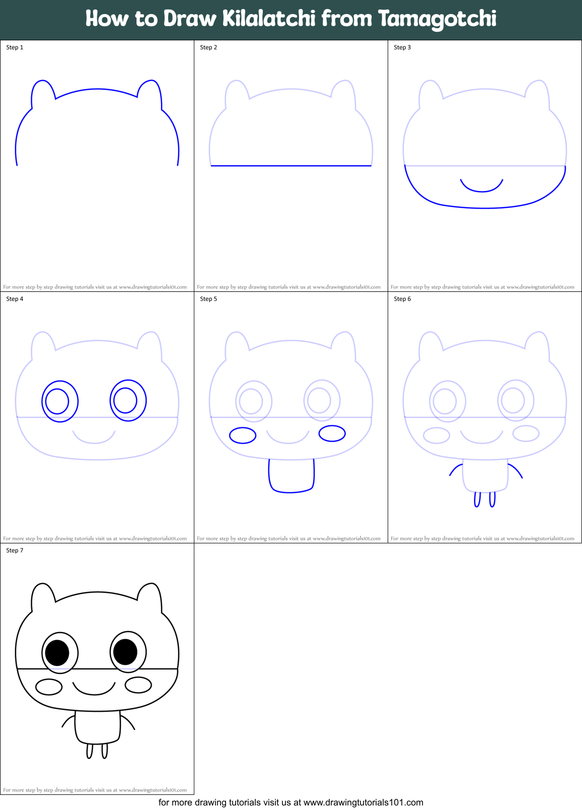How to Draw Kilalatchi from Tamagotchi Printable Step by Step