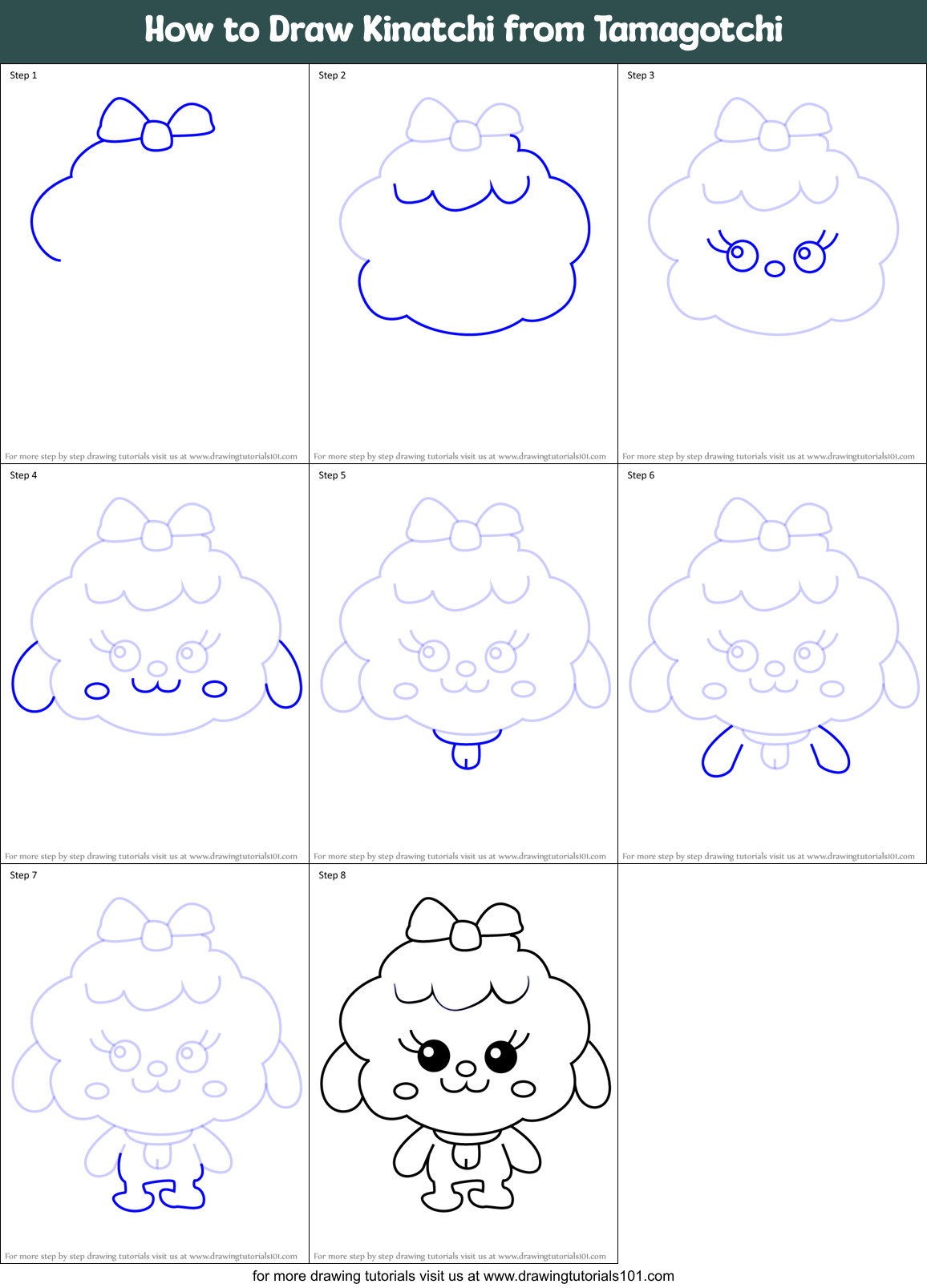 How to Draw Kinatchi from Tamagotchi Printable Step by Step