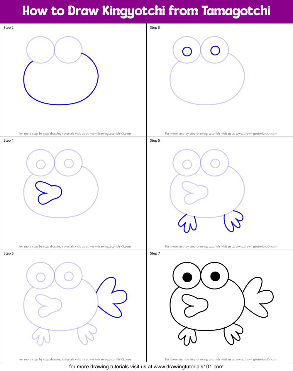 How to Draw Kingyotchi from Tamagotchi Printable Step by Step