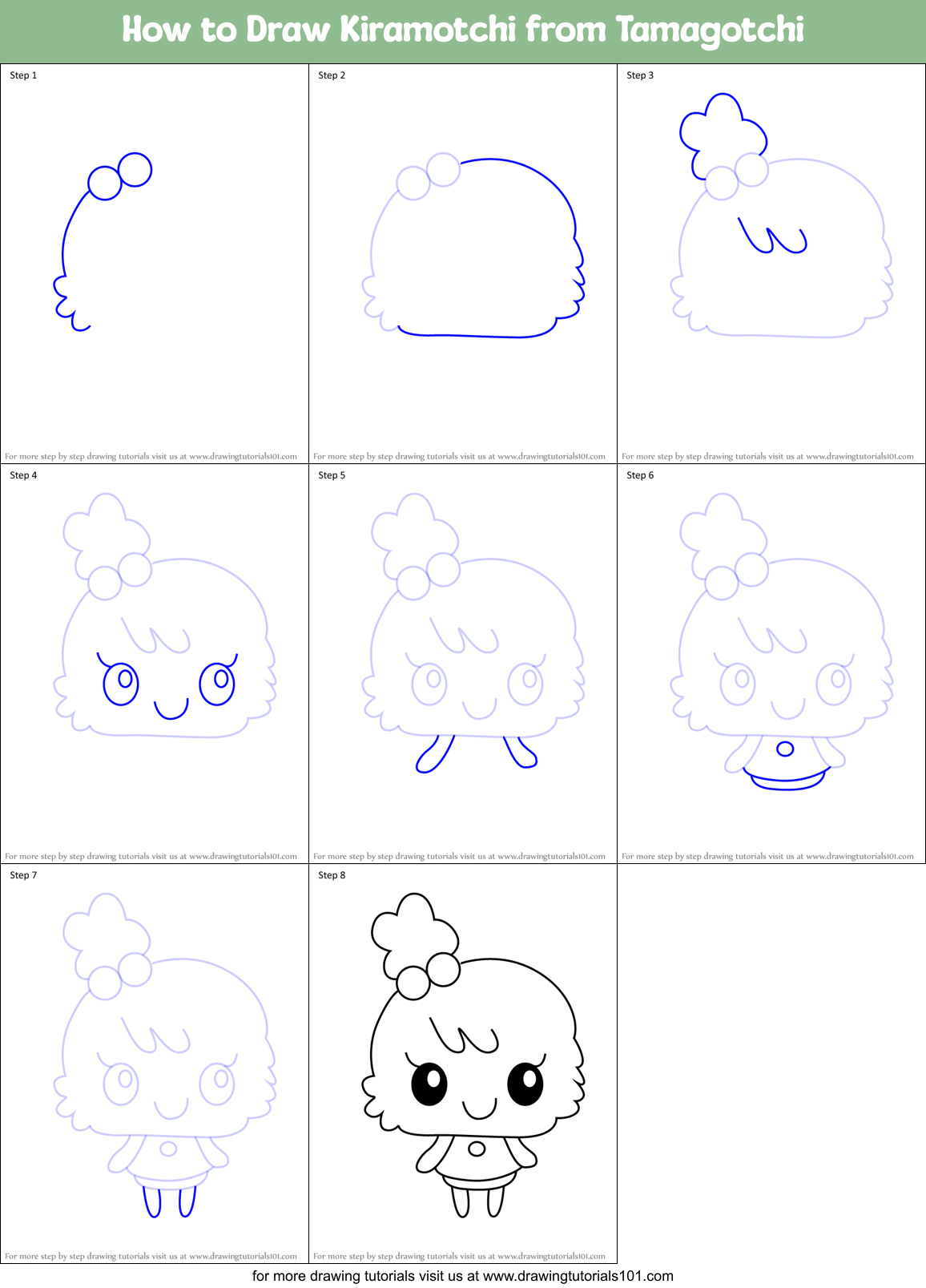 How to Draw Kiramotchi from Tamagotchi Printable Step by Step