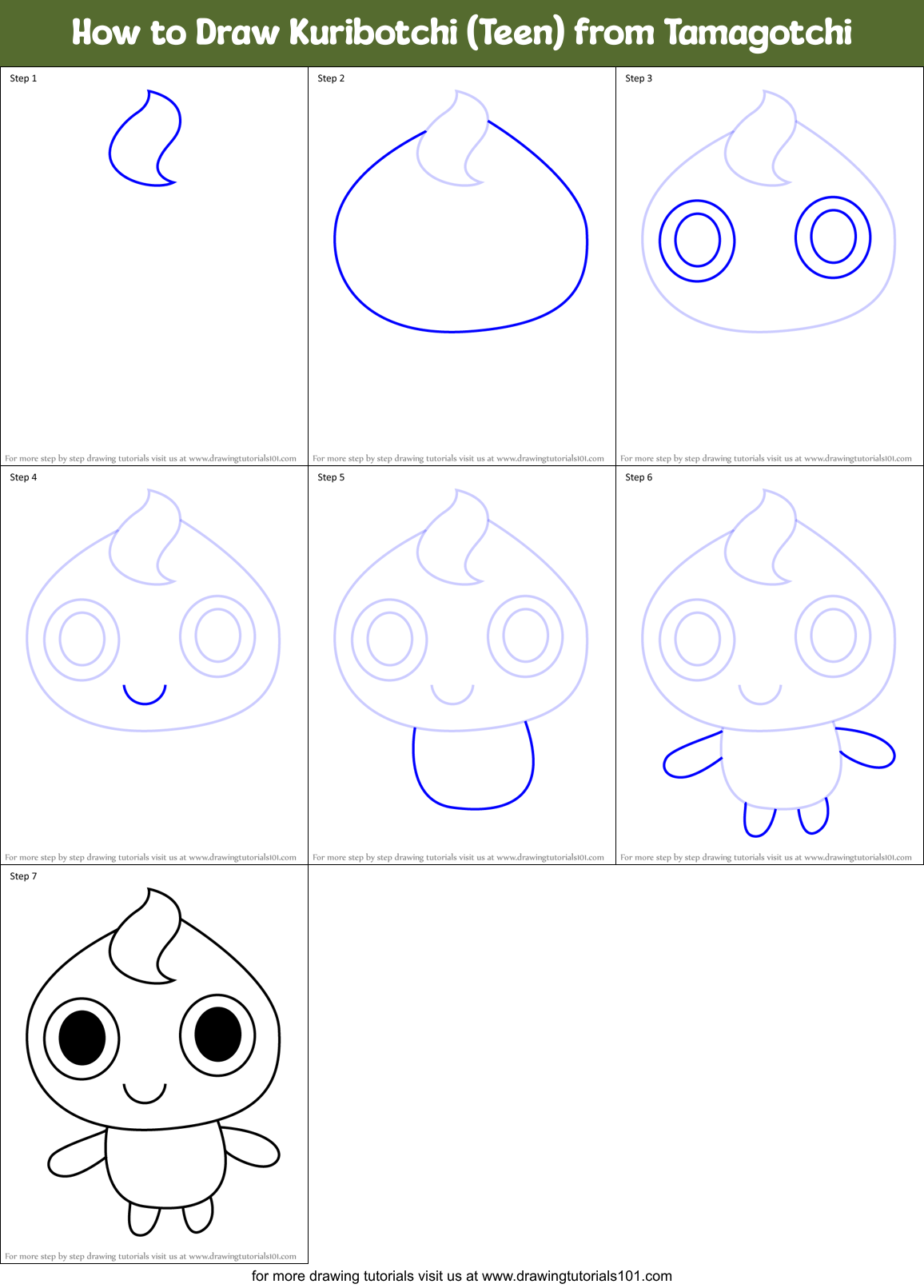 How to Draw Kuribotchi (Teen) from Tamagotchi Printable Step by Step