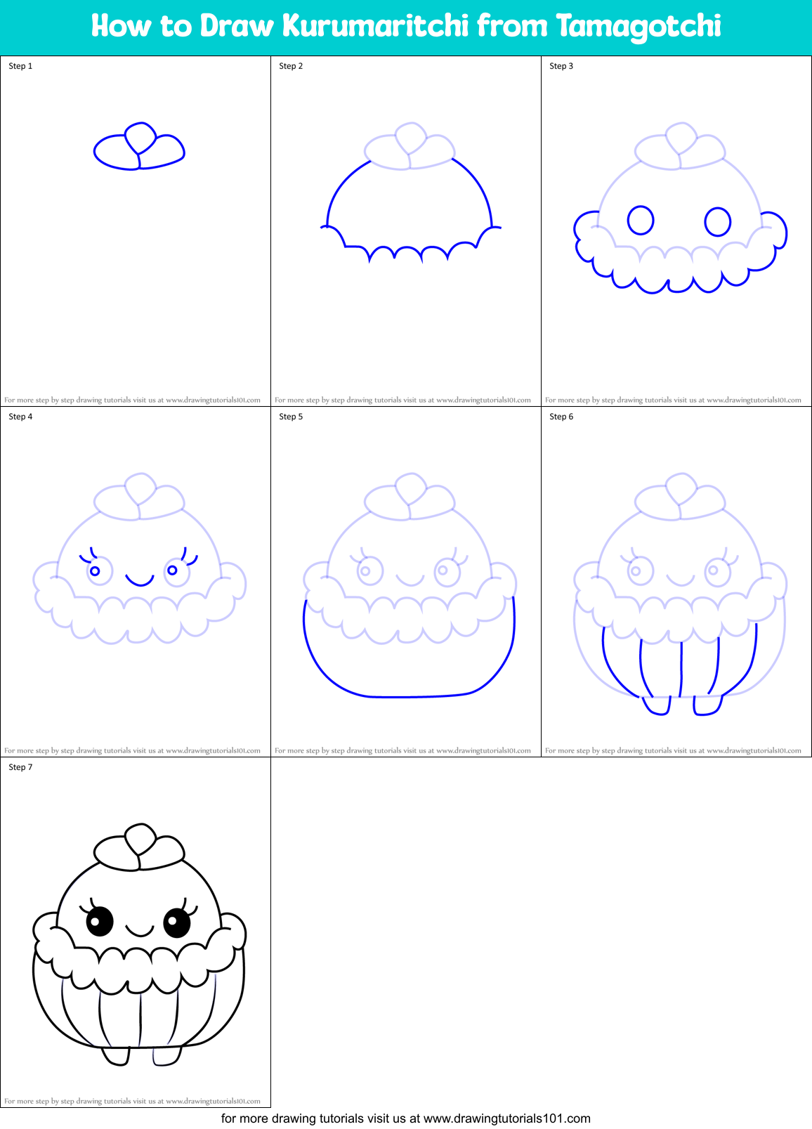 How to Draw Kurumaritchi from Tamagotchi Printable Step by Step