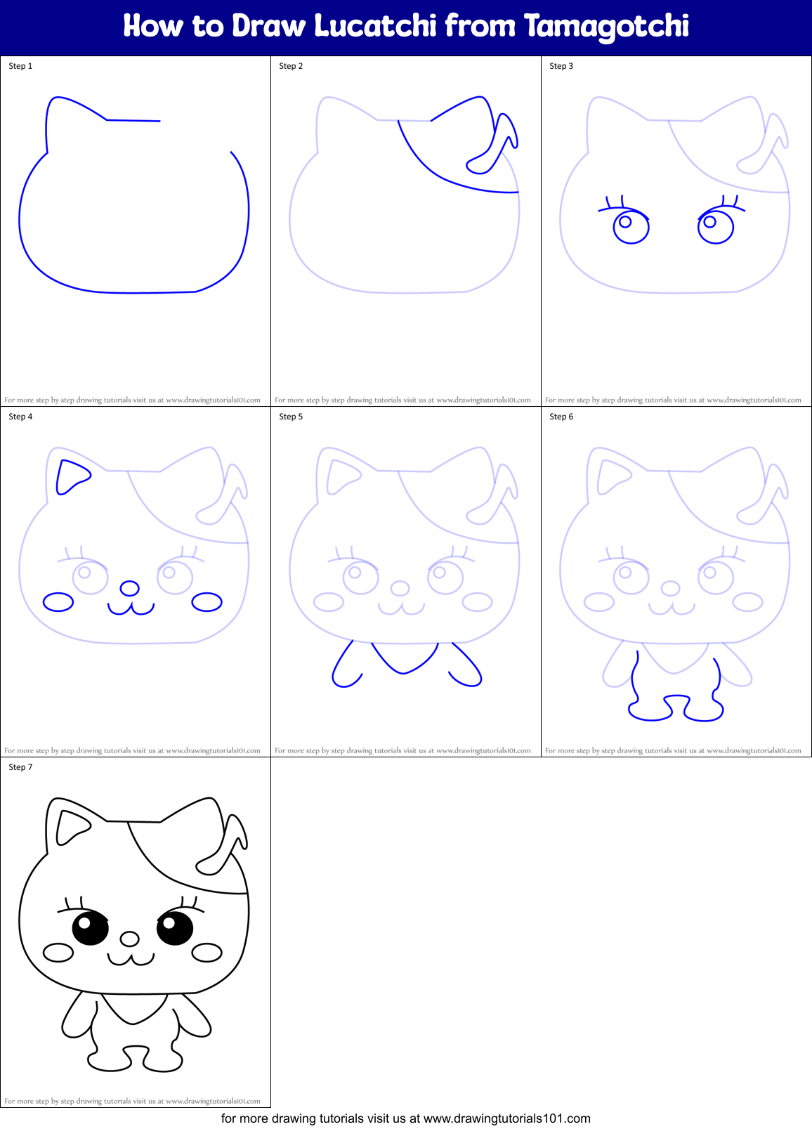 How to Draw Lucatchi from Tamagotchi Printable Step by Step