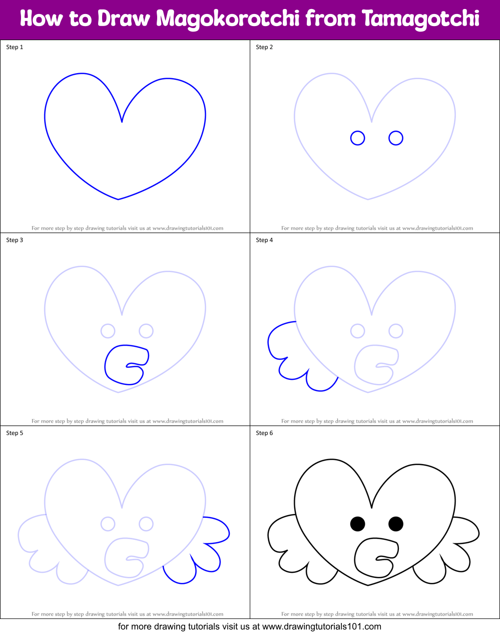 How to Draw Magokorotchi from Tamagotchi Printable Step by Step