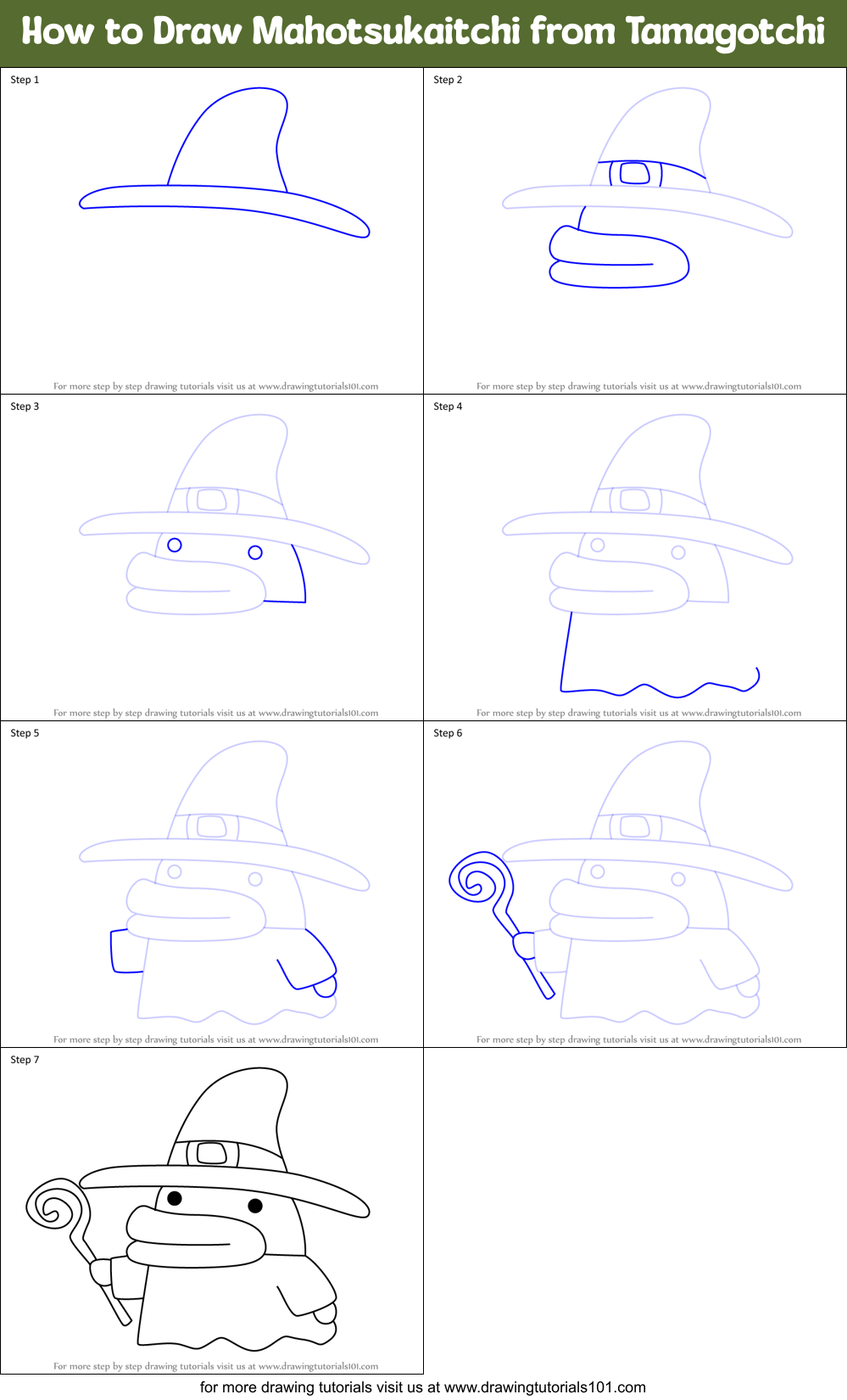 How to Draw Mahotsukaitchi from Tamagotchi Printable Step by Step
