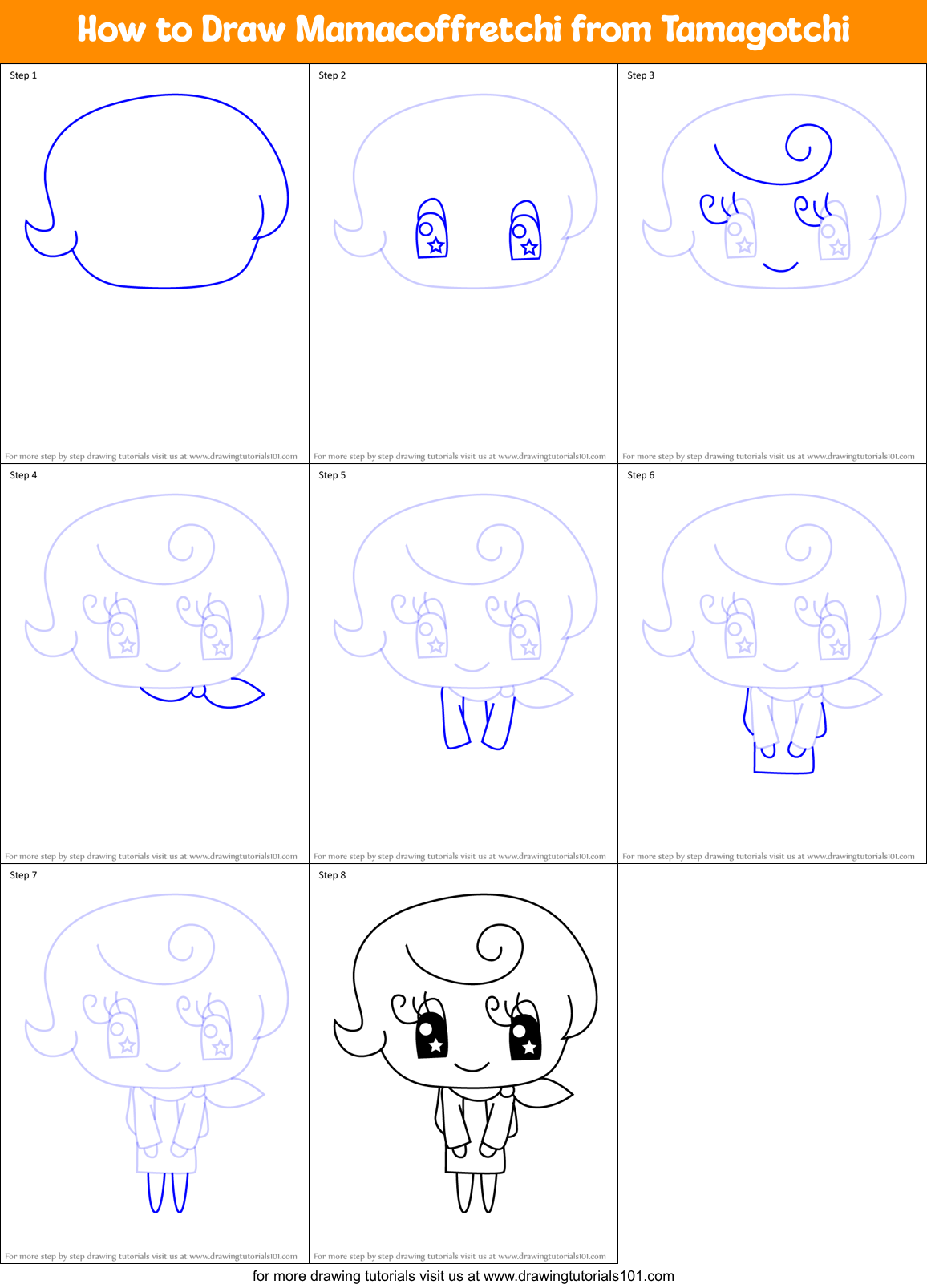 How to Draw Mamacoffretchi from Tamagotchi Printable Step by Step