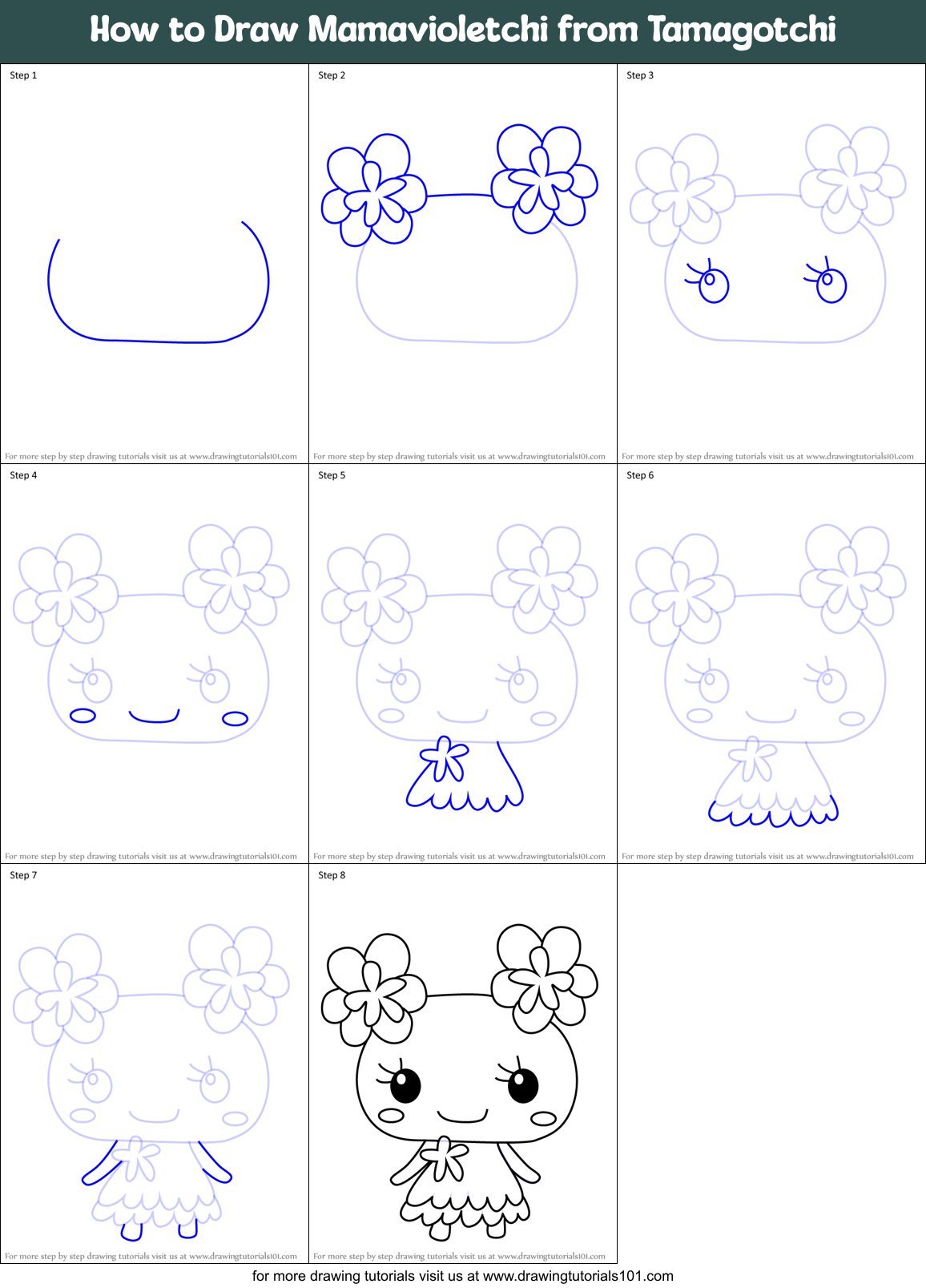 How to Draw Mamavioletchi from Tamagotchi Printable Step by Step