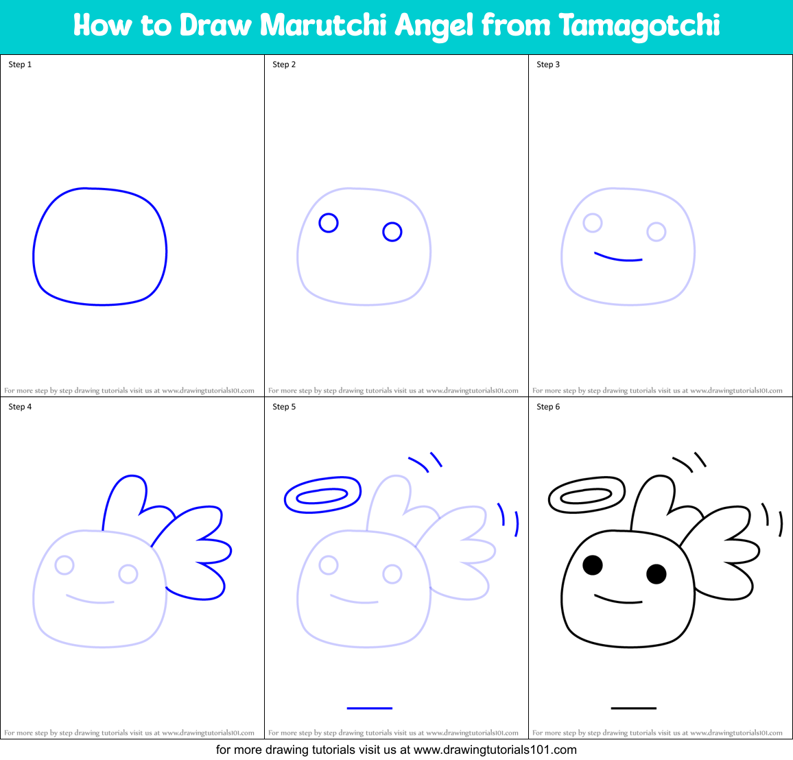 How to Draw Marutchi Angel from Tamagotchi Printable Step by Step