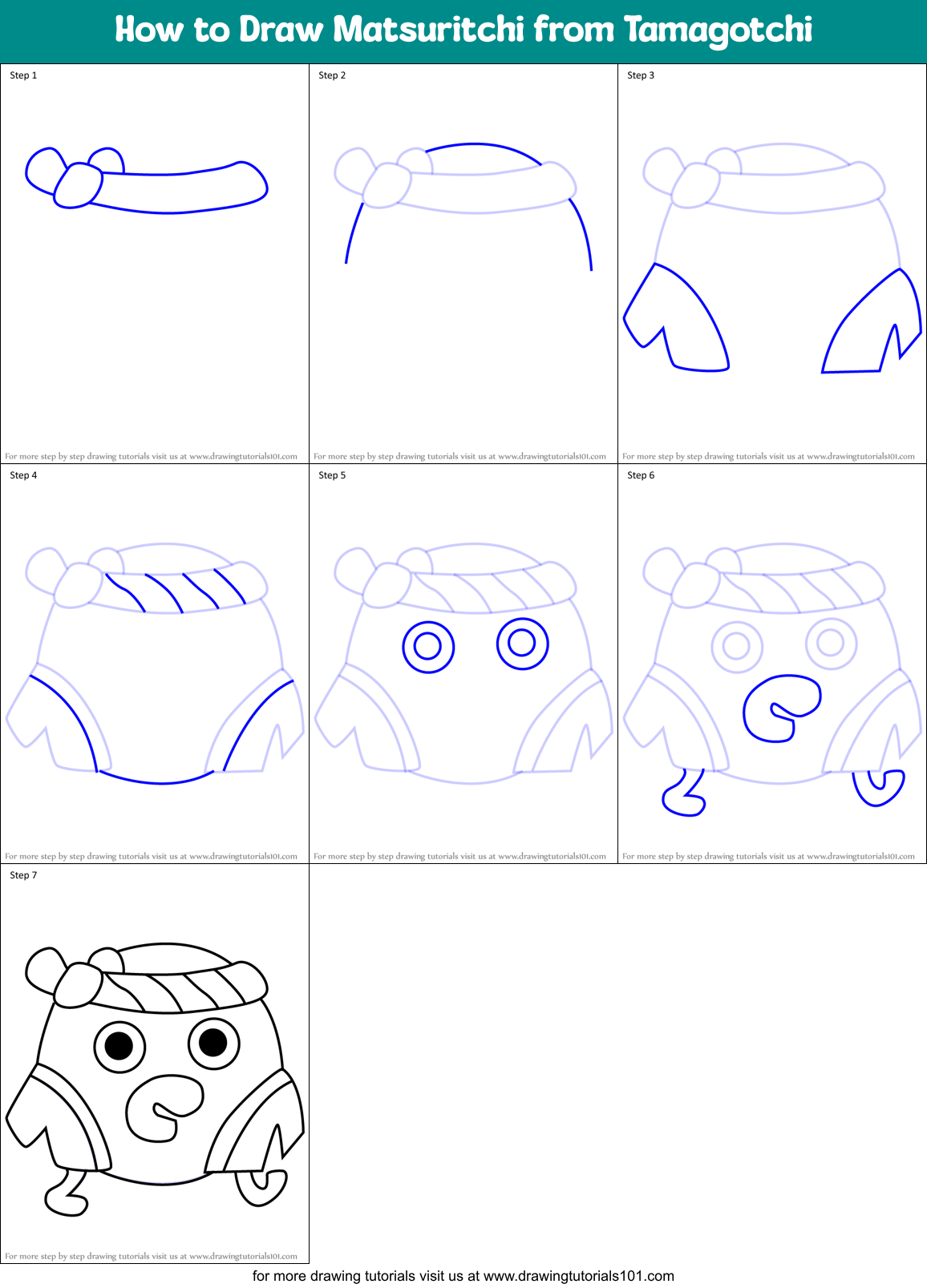 How to Draw Matsuritchi from Tamagotchi Printable Step by Step