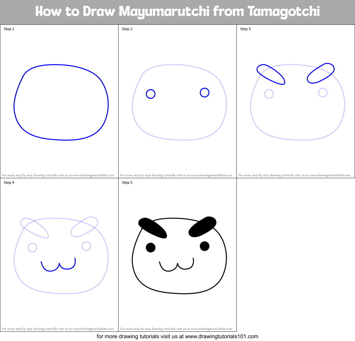 How to Draw Mayumarutchi from Tamagotchi Printable Step by Step