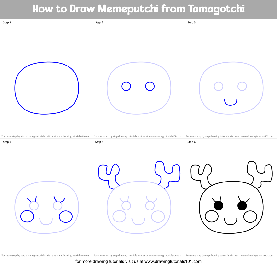 How to Draw Memeputchi from Tamagotchi Printable Step by Step