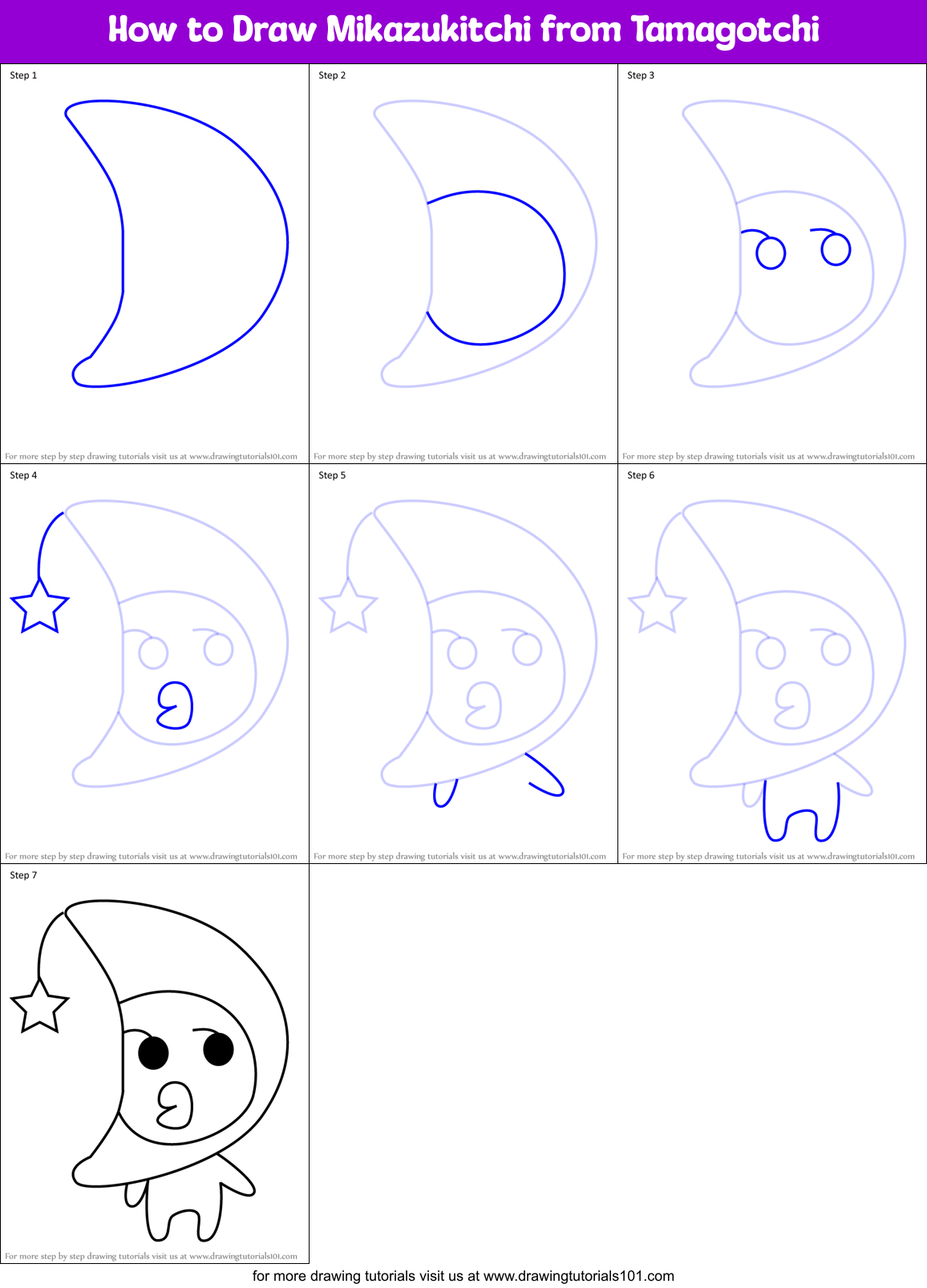 How to Draw Mikazukitchi from Tamagotchi Printable Step by Step