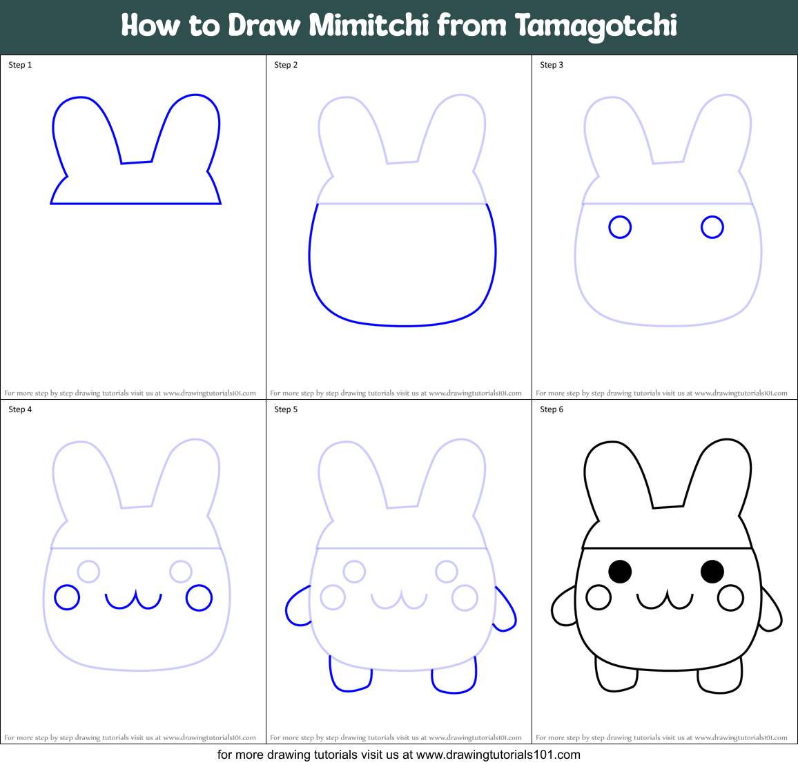 How to Draw Mimitchi from Tamagotchi Printable Step by Step