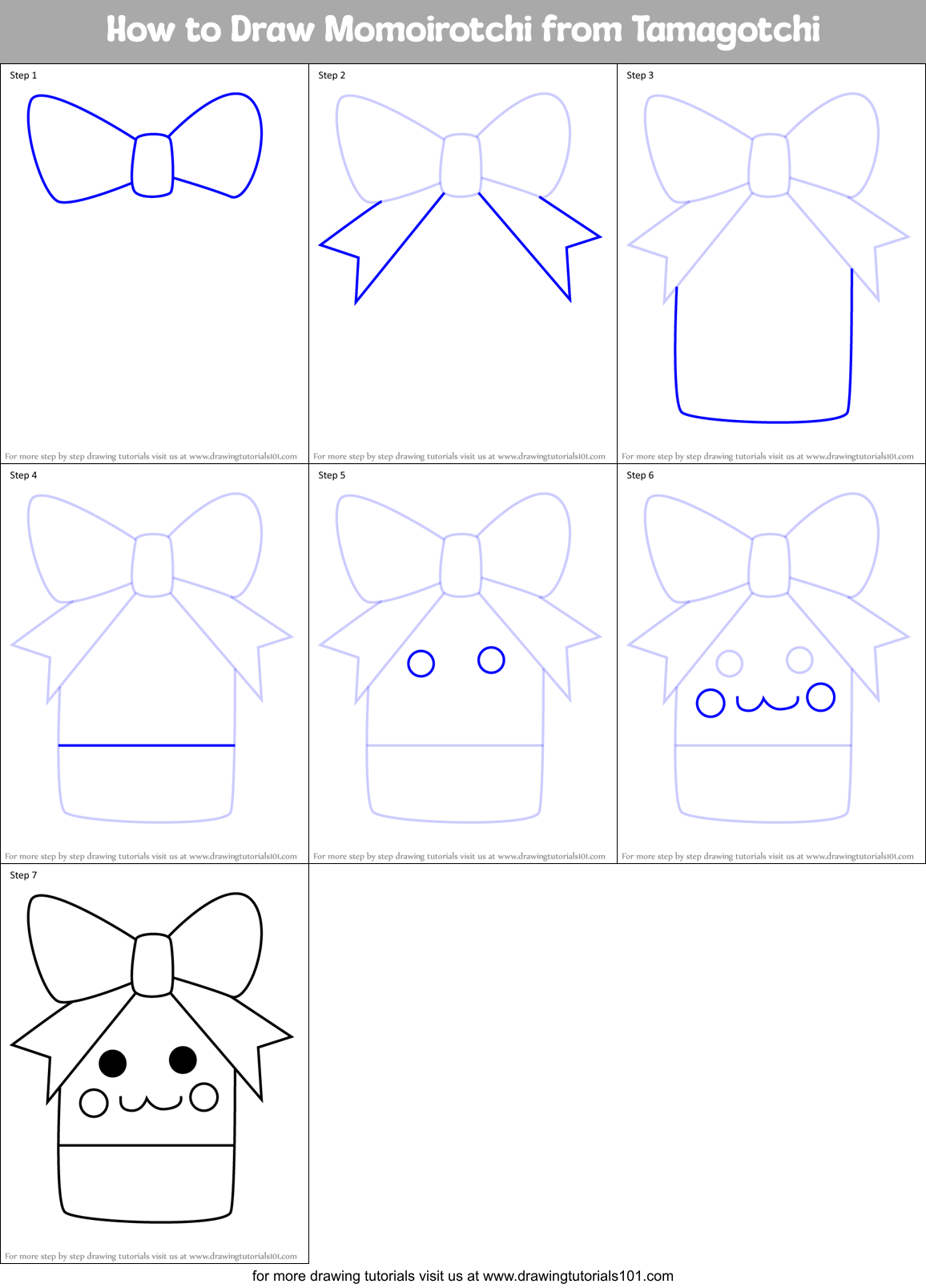How to Draw Momoirotchi from Tamagotchi Printable Step by Step