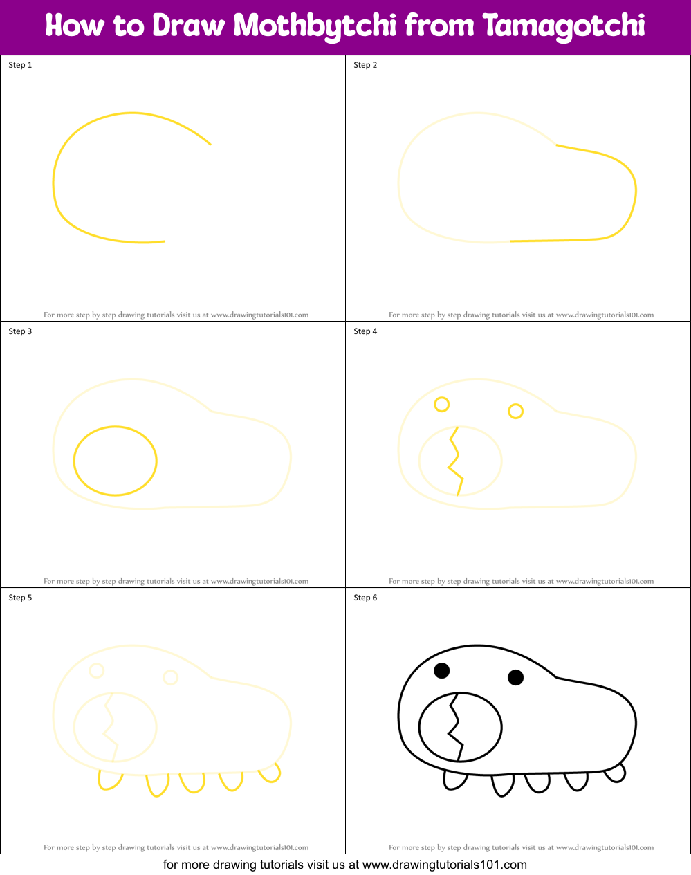 How to Draw Mothbytchi from Tamagotchi Printable Step by Step