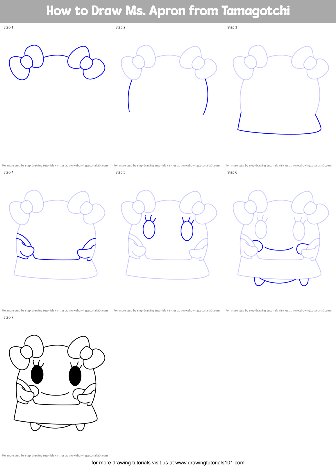 How to Draw Ms. Apron from Tamagotchi Printable Step by Step