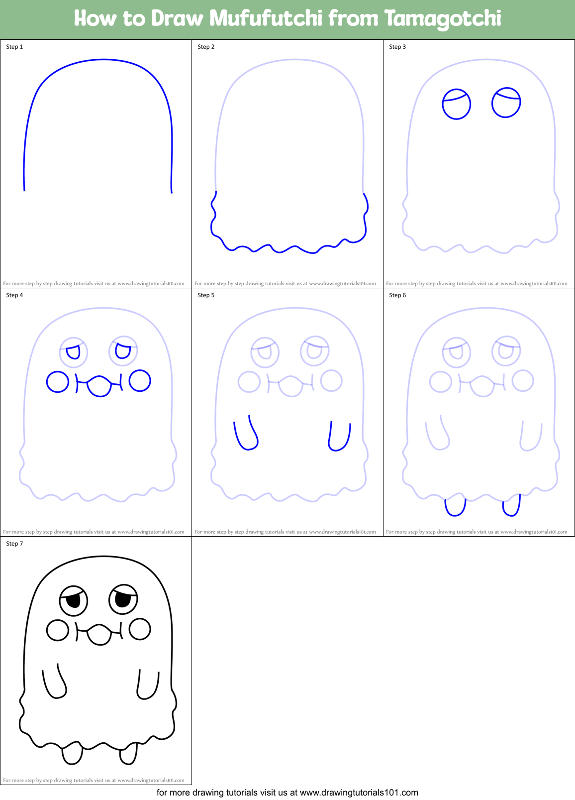 How to Draw Mufufutchi from Tamagotchi Printable Step by Step