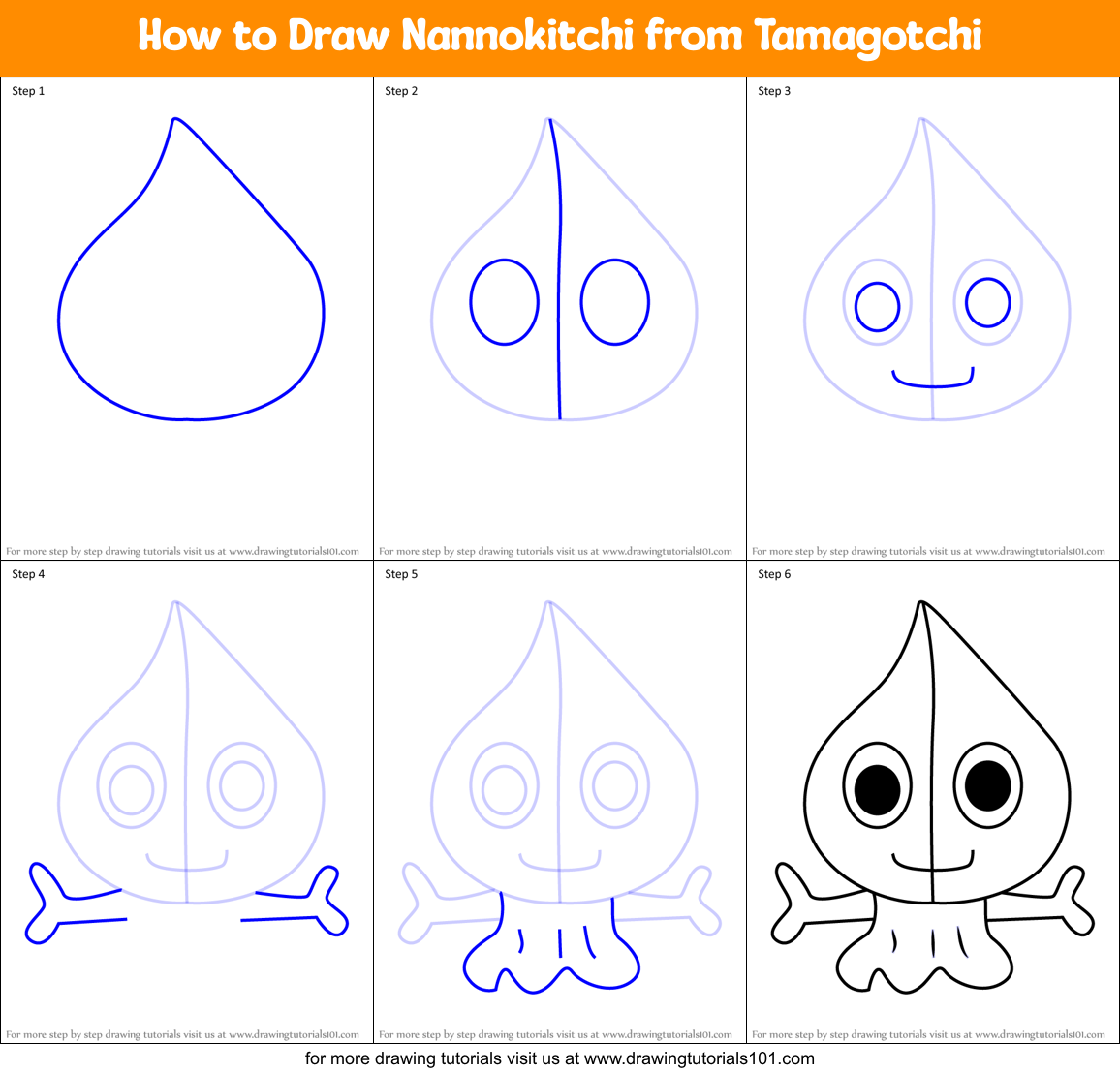 How to Draw Nannokitchi from Tamagotchi Printable Step by Step