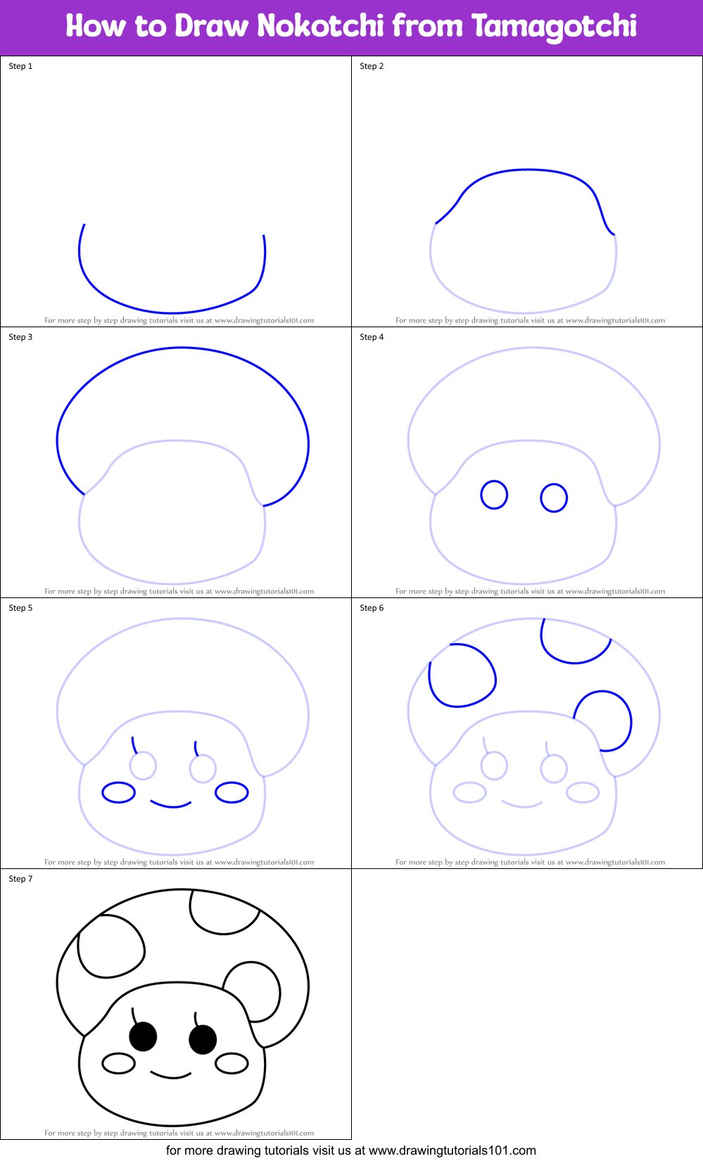 How to Draw Nokotchi from Tamagotchi Printable Step by Step