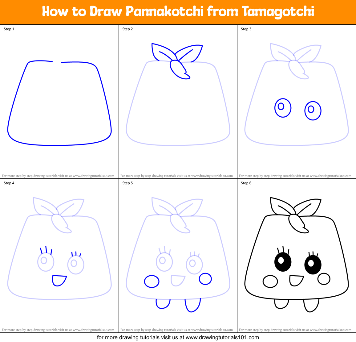 How to Draw Pannakotchi from Tamagotchi Printable Step by Step