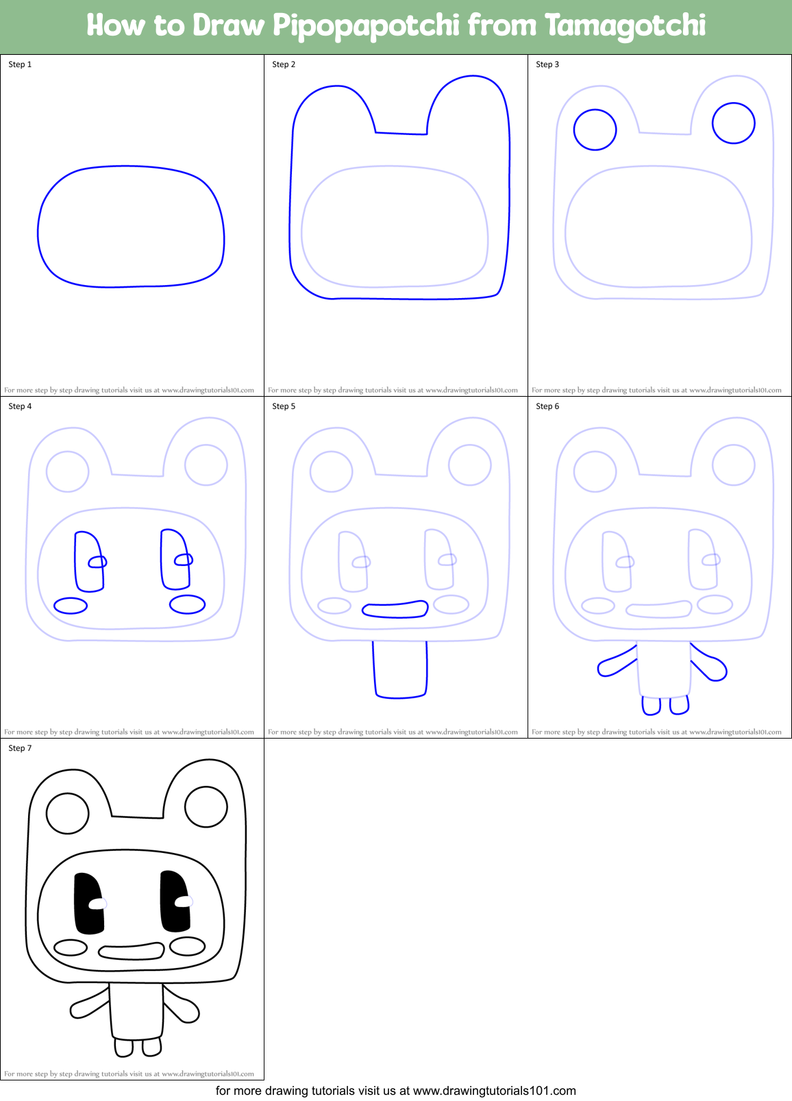 How to Draw Pipopapotchi from Tamagotchi Printable Step by Step
