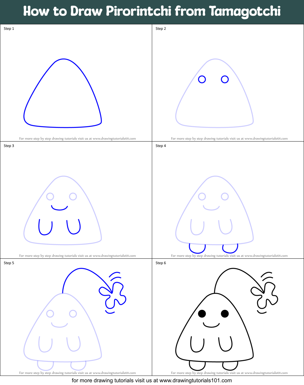 How to Draw Pirorintchi from Tamagotchi Printable Step by Step